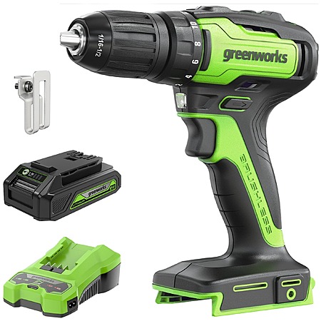 Greenworks 24V 1/2" Brushless Cordless Drill/Driver w/ 2Ah Battery & Charger $54.99 + Free Store Pickup at Best Buy