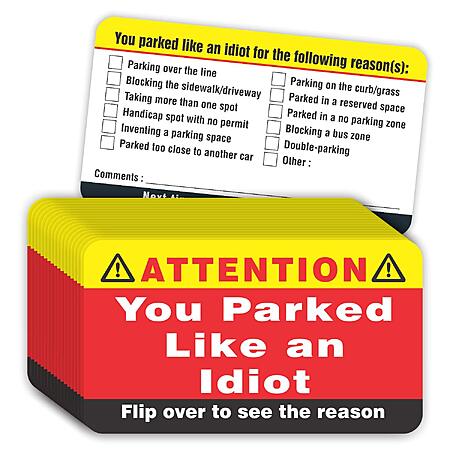 100-Count PARTH iMPEX "You Parked Like an Idiot" Novelty Bad Parking Business Cards $5.99 + Free Shipping w/ Prime or on $35+
