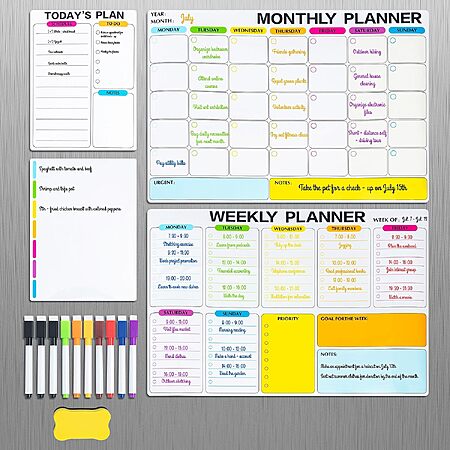4-Pack M&G 16.5x12" Magnetic Dry Erase Whiteboard Calendar Set for Fridge $7.49 + Free Shipping w/ Prime or on $35+