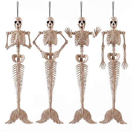 4-Pack 20" Joyfy Posable Mermaid Skeleton Halloween Prop Decoration