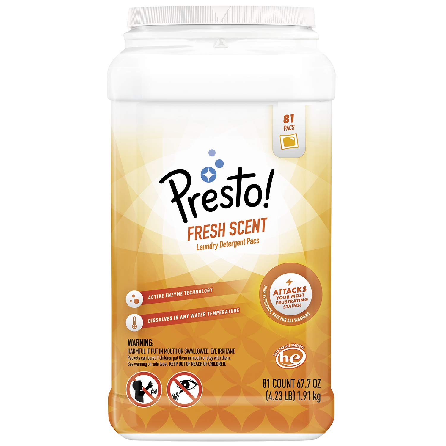 Amazon Brand - Presto! Laundry Detergent Pacs, Fresh Scent, 81 Count 5% s&amp;s $8.24 15% s&amp;s $7.38