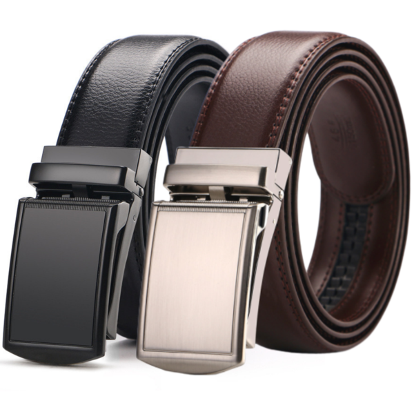 Slide Ratchet Belt for Men with Genuine Leather Perfect Fit Waist Size up to 44 inches [2 packs] $19.99