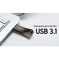 SAMSUNG BAR Plus 256GB - 400MB/s USB 3.1 Flash Drive Titan Gray (MUF-256BE4/AM) AMZN $21.99