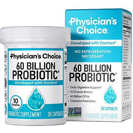 Physician's Choice Probiotics 60 Billion CFU - 10 Strains + Organic Prebiotics - Immune, Digestive & Gut Health - Supports Occasional Constipation, Diarrhea, Gas & Bloating $10.78