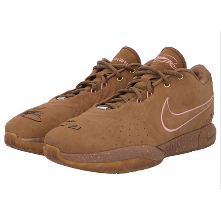Costco Members - LeBron James Autographed Los Angeles Lakers Game-Used Brown Nike Shoes vs. Philadelphia 76ers with "Prime Year 21" Inscription $69.999.99