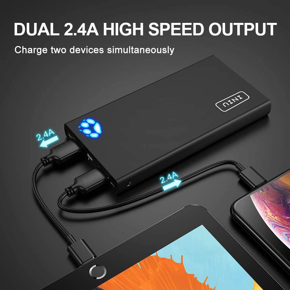 INIU Portable Charger, 10000mAh Power Bank, 4.8A High-Speed 2 USB Ports with Flashligh $4 coupongt Battery Pack ($19.99 - $4) $15.99