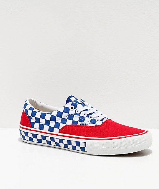 Vans Era Pro Red, Blue & White Checkerboard Skate Shoes $24.32