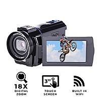 TOPVISION 5K UHD Video Camera Camcorder, 18X Zoom, 64MP,3'' IPS Touch Screen,32GB SD Card $55 + FS