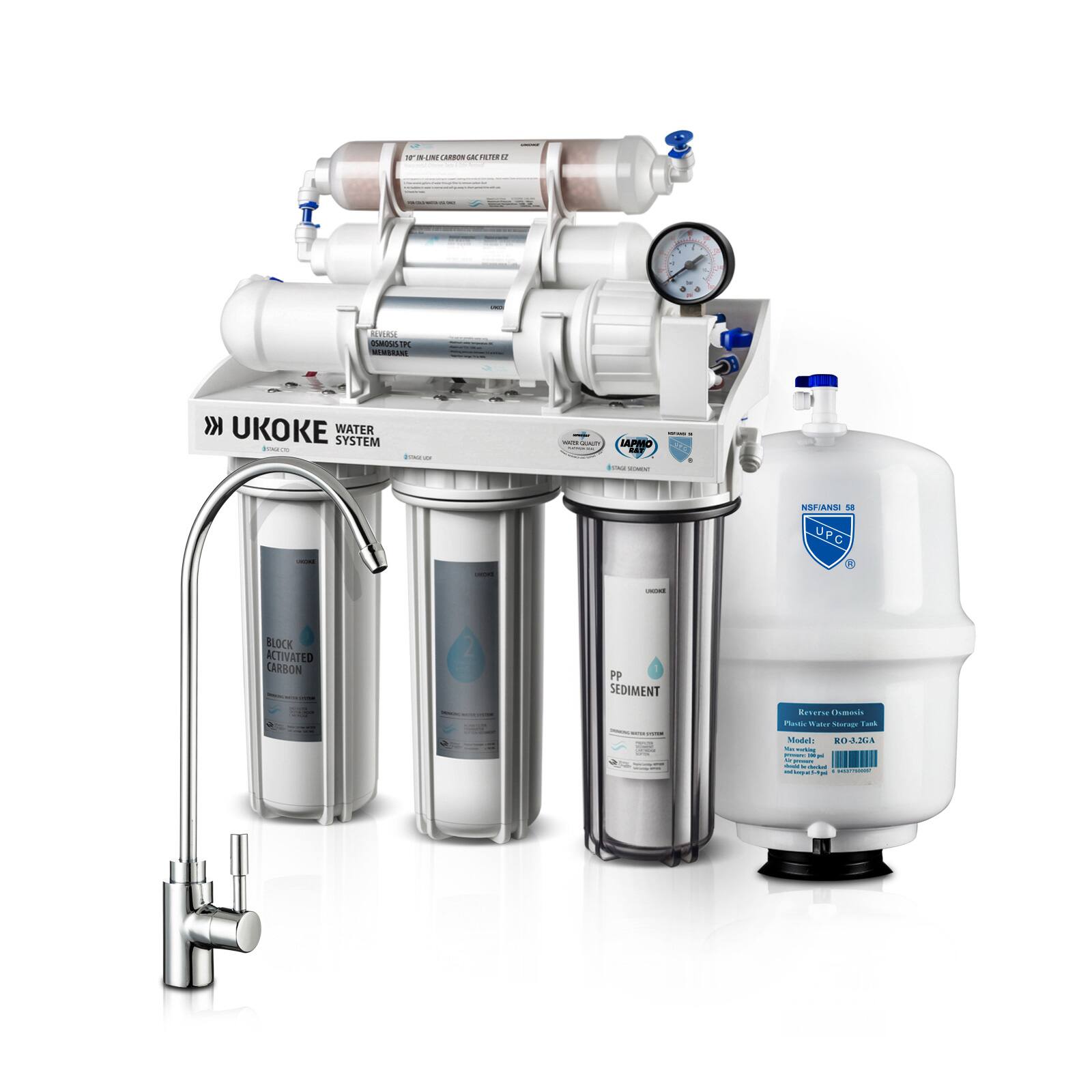 Ukoke 6 Stages Reverse Osmosis, Water Filtration System, 75 GPD $139 + FS