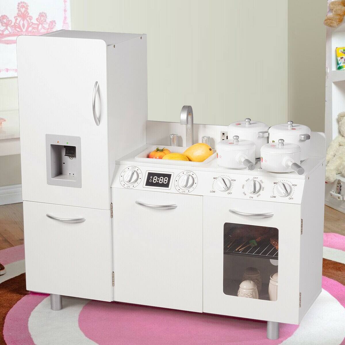 Kids Pretend Kitchen Playset Cooking Toys Toddler Cookware Gift $76.95 + FS