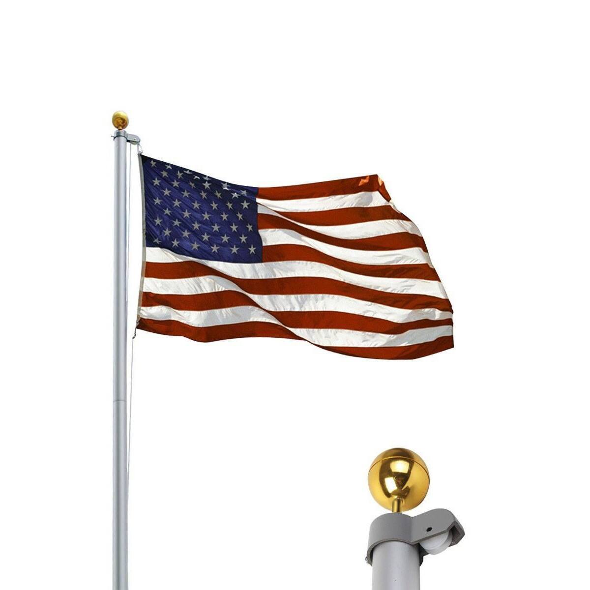 20 ft Aluminum Sectional Flagpole Kit w/ Halyard Pole and American Flag $48.95 + FS