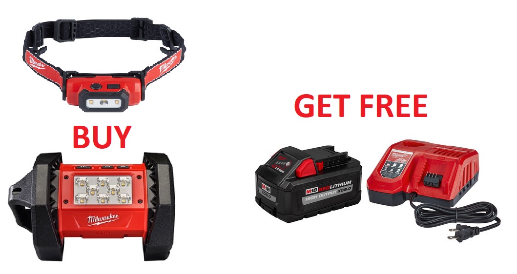 Buy 2 Milwaukee Lighting tools Get a Free M18 REDLITHIUM HIGH OUTPUT XC8.0 Starter Kit $138.97