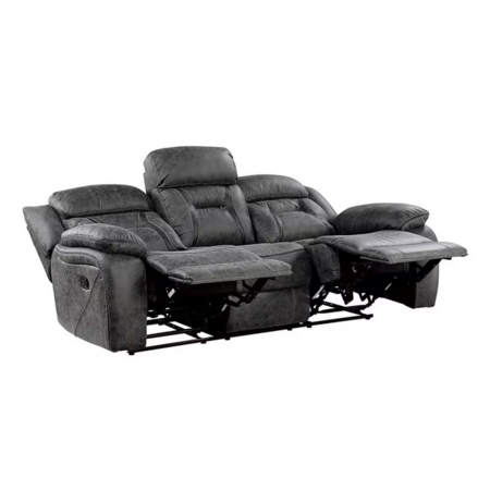 Conia Manual Double Reclining Sofa | Light Gray Silver Leather | 87