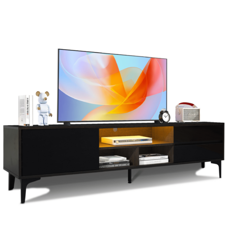 62" SESSLIFE TV Stand for 70" TV w/ RGB LED Lights, Cabinet & Drawers (Black or White) $69.99 + Free Shipping