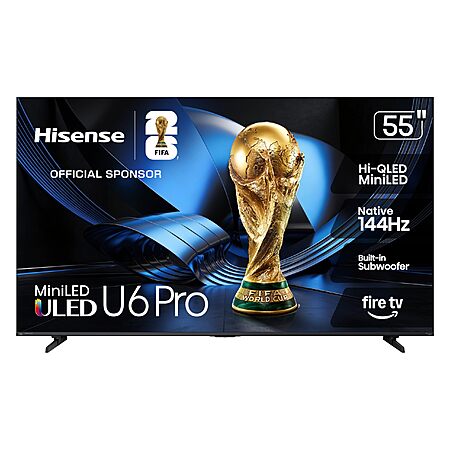55" Hisense U6 Pro Series Mini-LED 4K UHD 144Hz Gaming Smart Fire TV $598.99 + Free Shipping