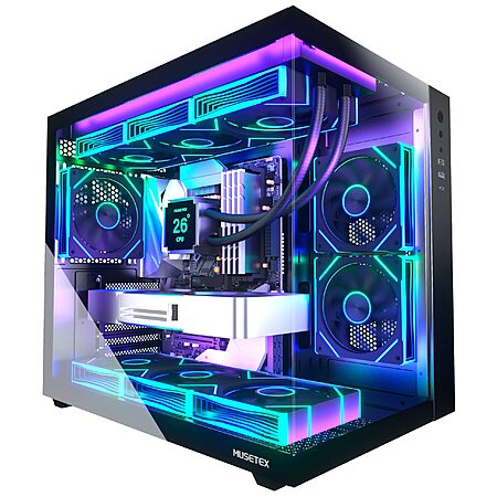 MUSETEX Y6 ATX Mid Tower Gaming PC Case w/ 6 PWM ARGB Fans (Black) $69.99 + Free Shipping