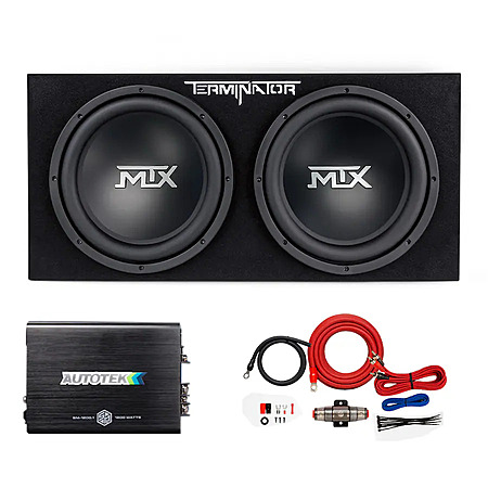 Dual 12" MTX TNE212D 1200W Loaded Car Subwoofer Kit w/ Amplifier & 4 Gauge CCA Wiring Kit (Black) $220.99 + Free Shipping