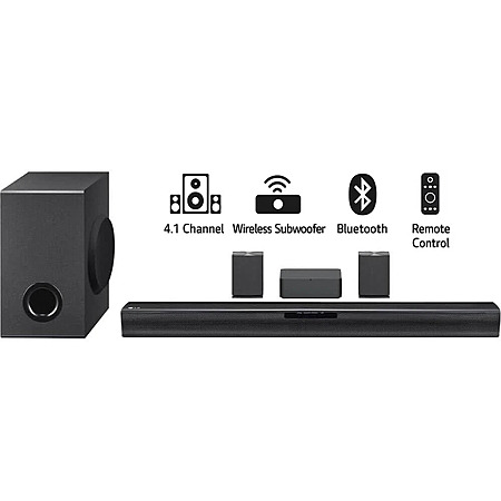 4.1 Channel LG SQC4R Sound Bar System w/ Wireless Rear Speakers & Subwoofer $119.96 + Free Shipping