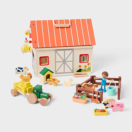 Gigglescape Wooden Fold-Up Barn Kids Toy Playset $15.11 + Free Shipping