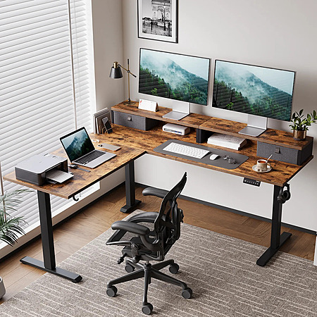 Agilestic L Shaped Electric Standing Desk with Drawers