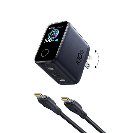 100W Baseus PicoGo Pro AH22 3-Port USB-C Charger w/ Smart Display ...