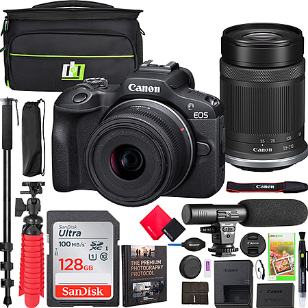Canon EOS R100 Mirrorless Camera w/ 2 Lens Kit 18-45mm & 55-210mm IS ...