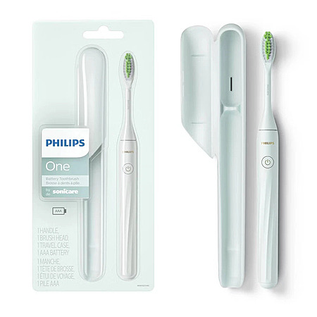 Philips One by Sonicare Battery Electric Toothbrush (HY1100/03, Mint)