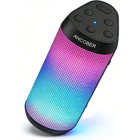 Bluetooth Speaker, Portable Wireless, 20W HD Stereo Loud Sound, 8 Modes LED Light Show, 30H Playtime, IPX4 Waterproof