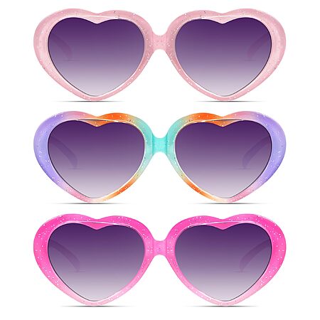 Kids Heart-Sunglasses: Polorized with UV Protection for Girls Youth Child 3Pack Age 3-12