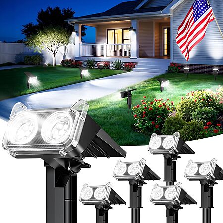 LETMY 6 Pack Solar Spot Lights Outdoor Waterproof IP65, With 14 Big LEDs