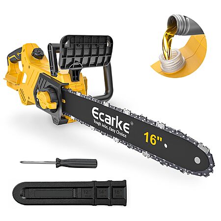 Ecarke 16-Inch Brushless Chainsaw Compatible with Dewalt 20V battery.