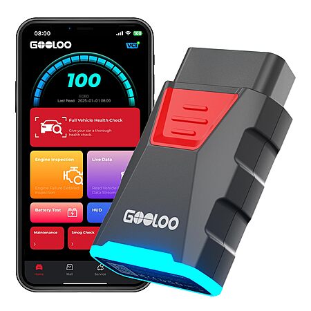 GOOLOO DS100 Bluetooth OBD2 Scanner, Read & Clear Codes for 1996+ Cars.