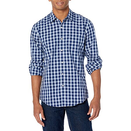 $6.68 to $8.34 Mens Amazon Essentials Slim-Fit Long-Sleeve Poplin Shirt (assorted colors and sizes)