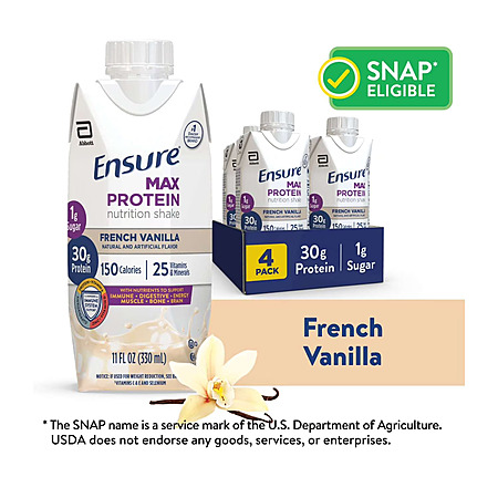 Buy two 4-Pack 11 fl oz Ensure Protein Shakes for $19.94, get $9.97 in Walmart cash. Must buy two (French Vanilla, Milk Chocolate, Creamy Peach, Creamy Strawberry and Mocha) .