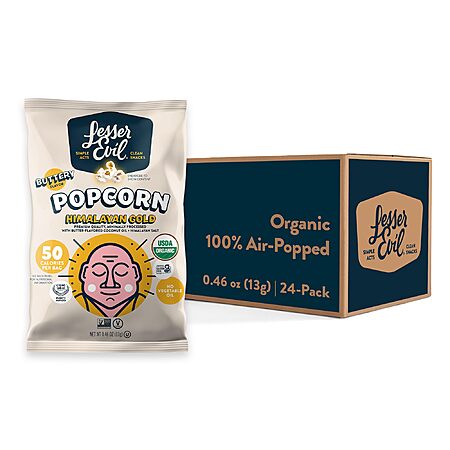 $6.82 24-Pack LesserEvil Himalayan Gold Salt Organic Popcorn 0.46 Oz (1 replies)