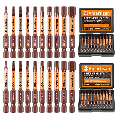 20-Pc Amartisan Metric & SAE Hex Bit Set w/ Storage Box $8.50 