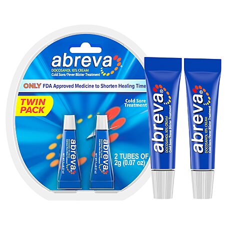 $16.47 for 2-pk 0.07-oz Abreva 10% Docosanol Cream Cold Sore Treatment with S&S