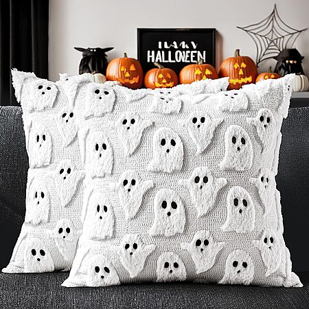 $9.99 MIULEE White Halloween Pillow Covers Cute Ghost Decor Set of 2 18x18
