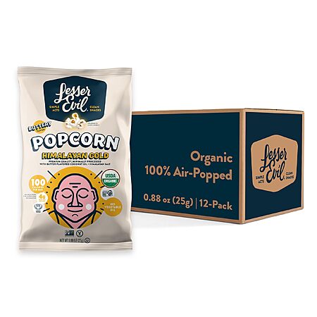 $8.01 LesserEvil Himalayan Gold Salt Organic Popcorn, No Vegetable Oil ...