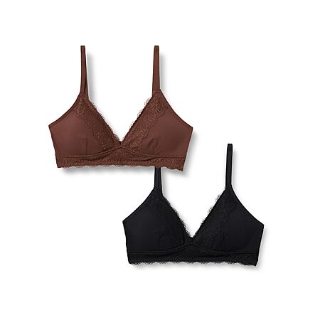 $3.56 to $6.36 for 2-Pack Amazon Essentials Women's Lace Trim Lined V Neck Bralette