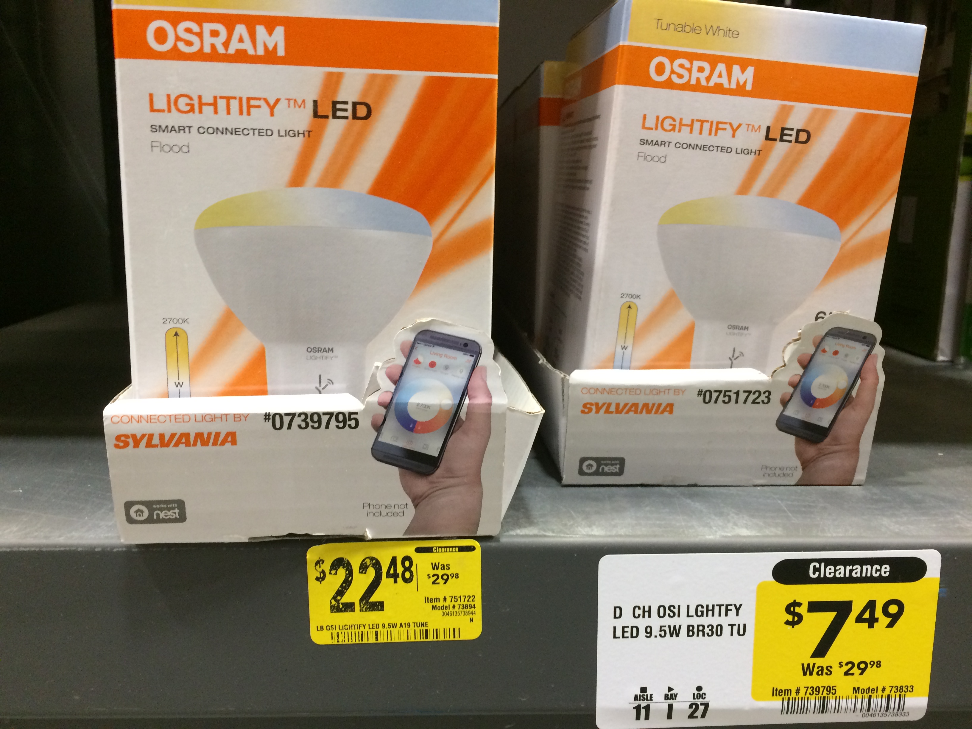 SYLVANIA LIGHTIFY 65W Dimmable-Adjustable Ktemp BR30 LED SMART Flood Light Bulb - $7.49 or lower at Lowe's - YMMV