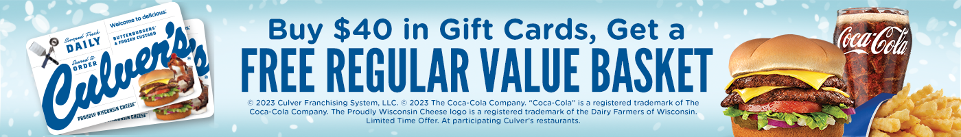 Culver's: Spend $40 on Gift Cards, Get Free Regular Value Basket
