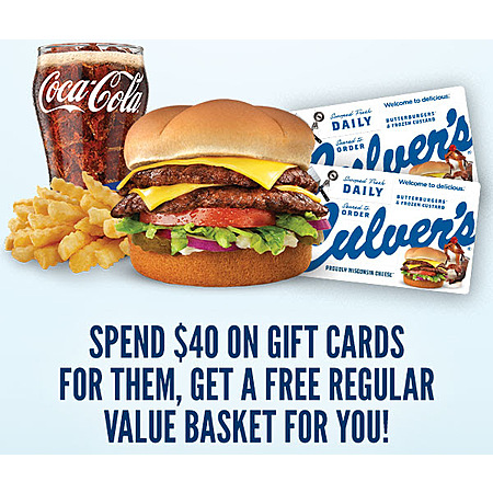 Culver's: Spend $40 on Gift Cards, Get Free Regular Value Basket