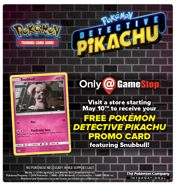 GameStop - Free Pokemon Detective Pikachu Promo Card Featuring Snubbull starting on May 10th (while supplies last)
