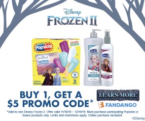 Purchase Select Popsicle or Suave Kids Products, Get $5 Off Disney's Frozen II Ticket