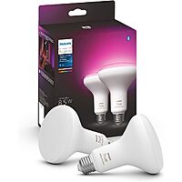2-Pack Philips Hue BR30 85W White & Color Ambience Smart LED Light Bulbs