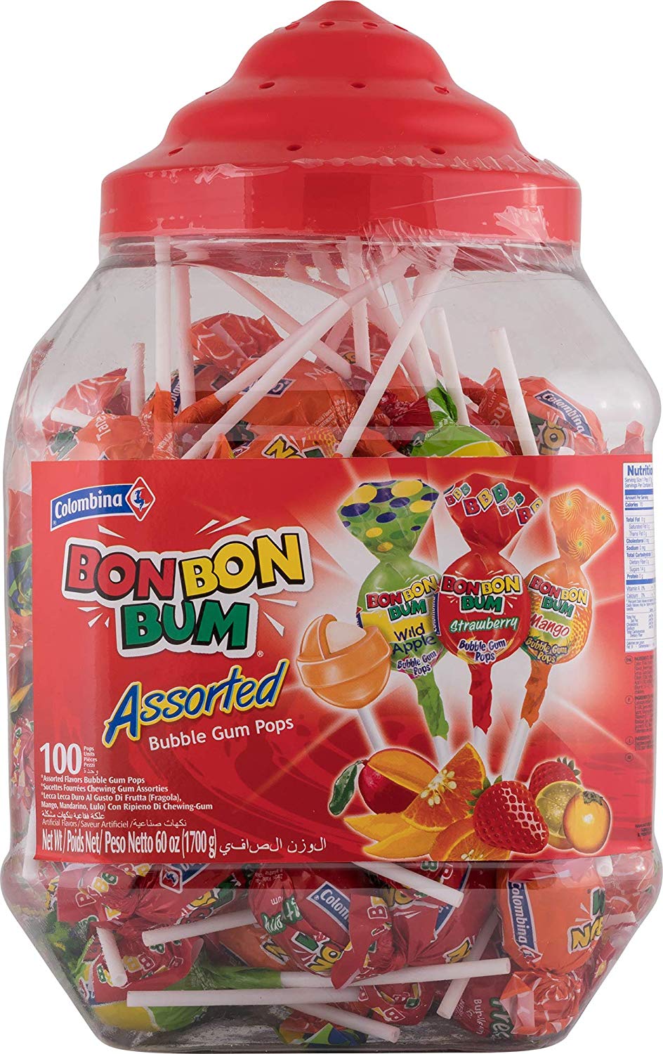 Bon Bon Bum Bubble Gum Filled Lollypop, 100 Count for $16.24 with S&S