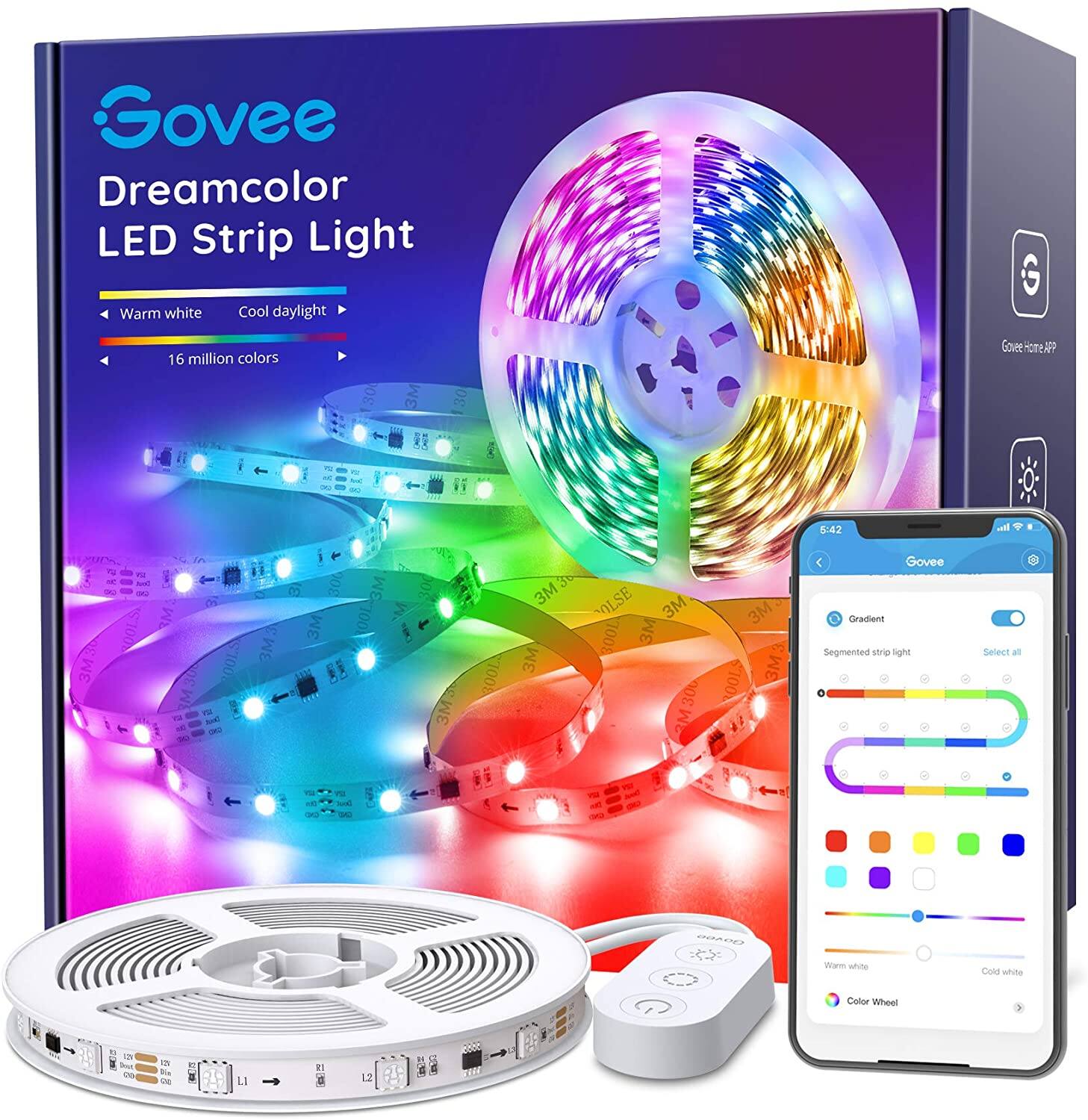 Govee 16.4FT LED Strip Lights RGBIC, APP Control & Segmented Control Smart Color Picking, 64 Scene modes - $17.99 + Free Shipping w/ Prime