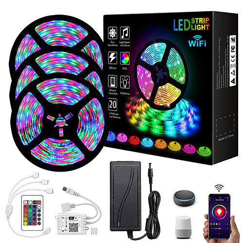 15M RGB LED Strip Lights Mobile Control IR Remote With Adapter Kit + Free Shipping $22.99