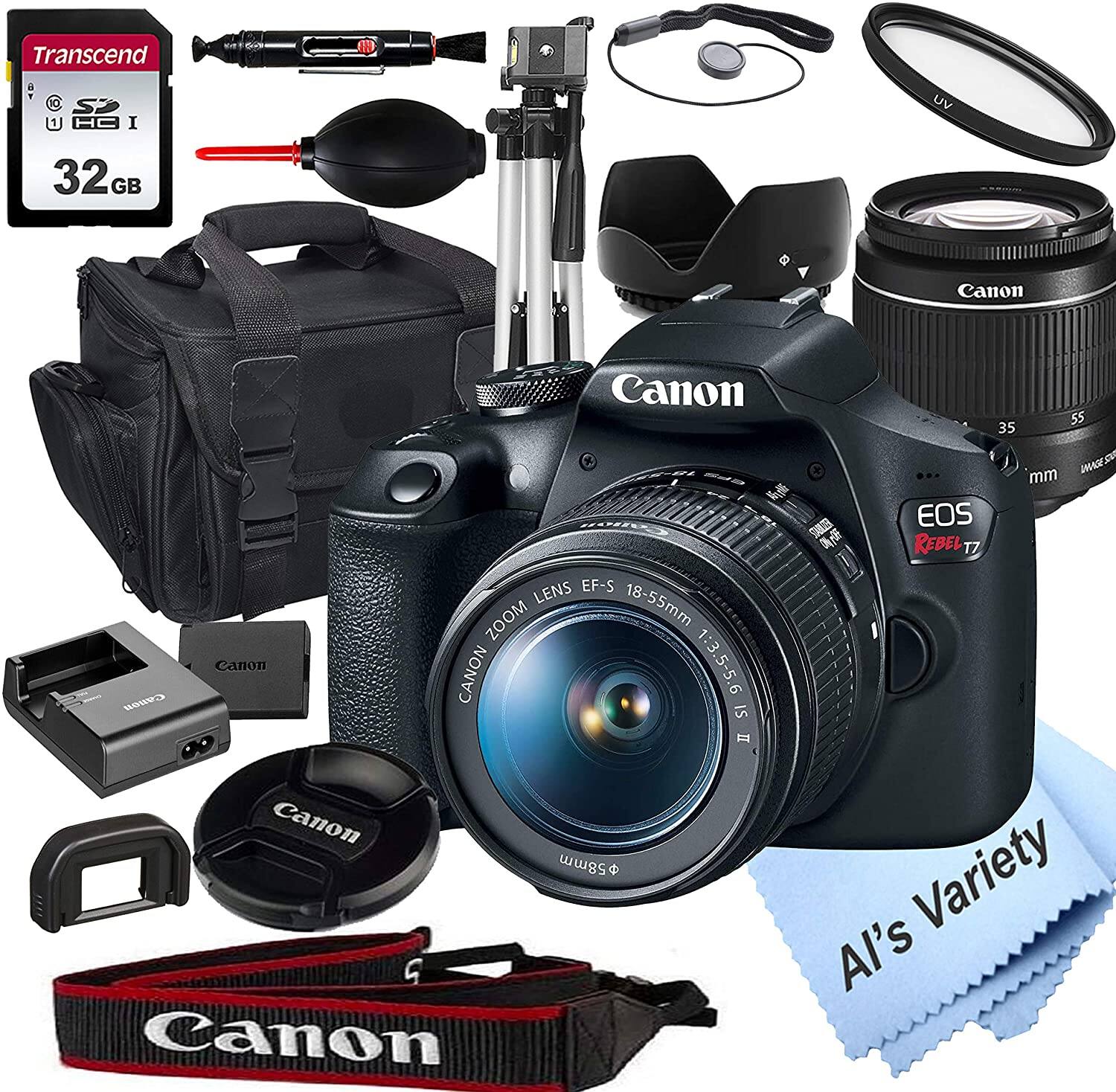 Canon EOS Rebel T7 DSLR Camera with 18-55mm f/3.5-5.6 is Zoom Lens + 32GB Card, Tripod, Case, and More (18pc Bundle) $379 + Free Shipping
